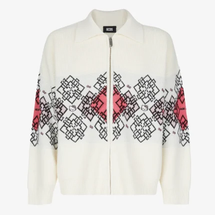 Gcds Hello Kitty Argyle Full Zip Cardigan