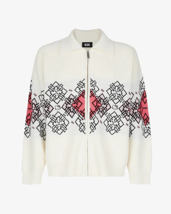 Gcds Hello Kitty Argyle Full Zip Cardigan