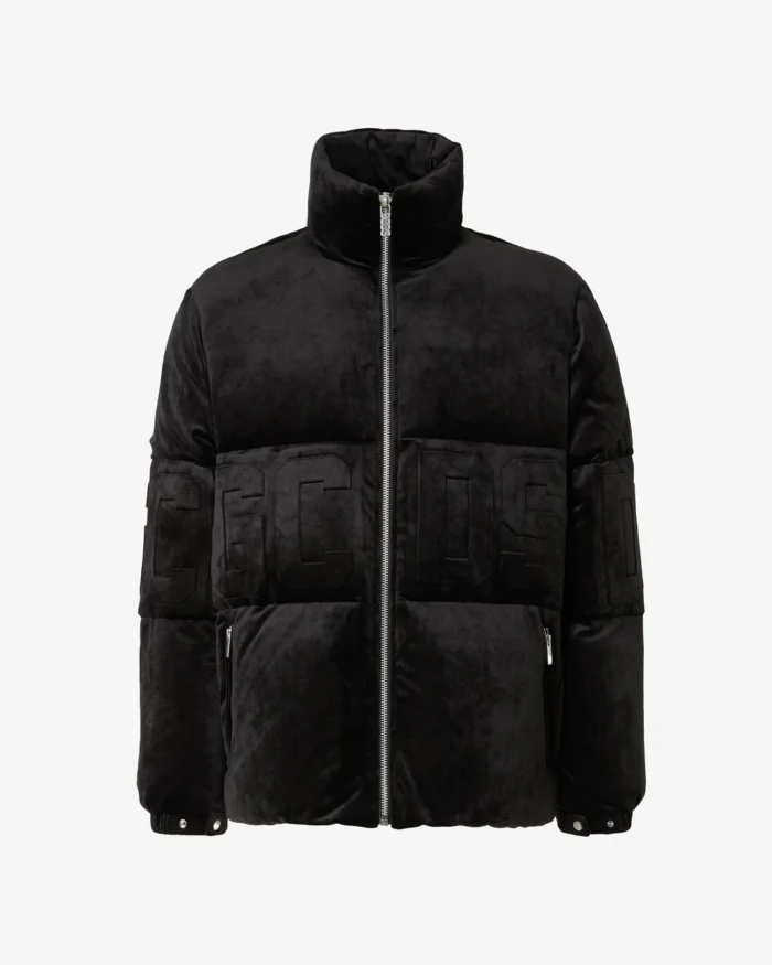 Gcds Logo Band Velvet Puffer Jacket