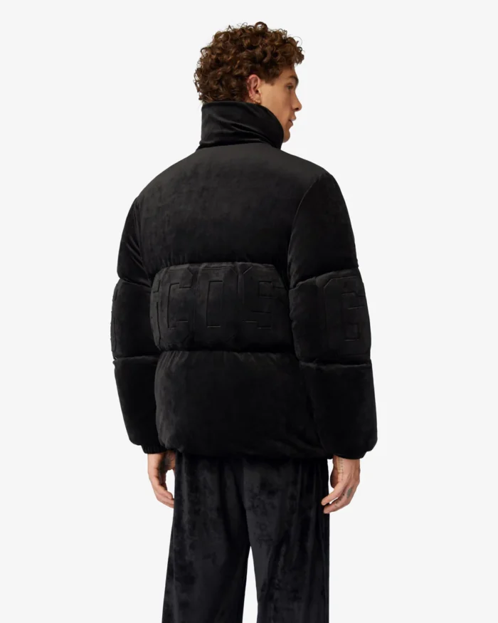 Gcds Logo Band Velvet Puffer Jacket