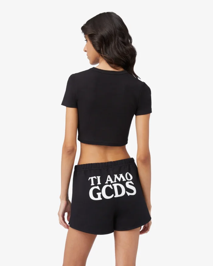 Gcds Logo Lounge Cropped T-Shirt Black