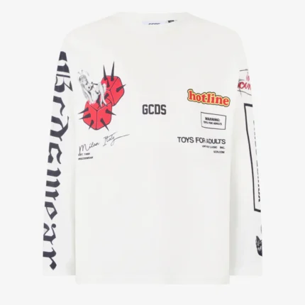Gcds Printed Oversized Long Sleeves T-Shirt White
