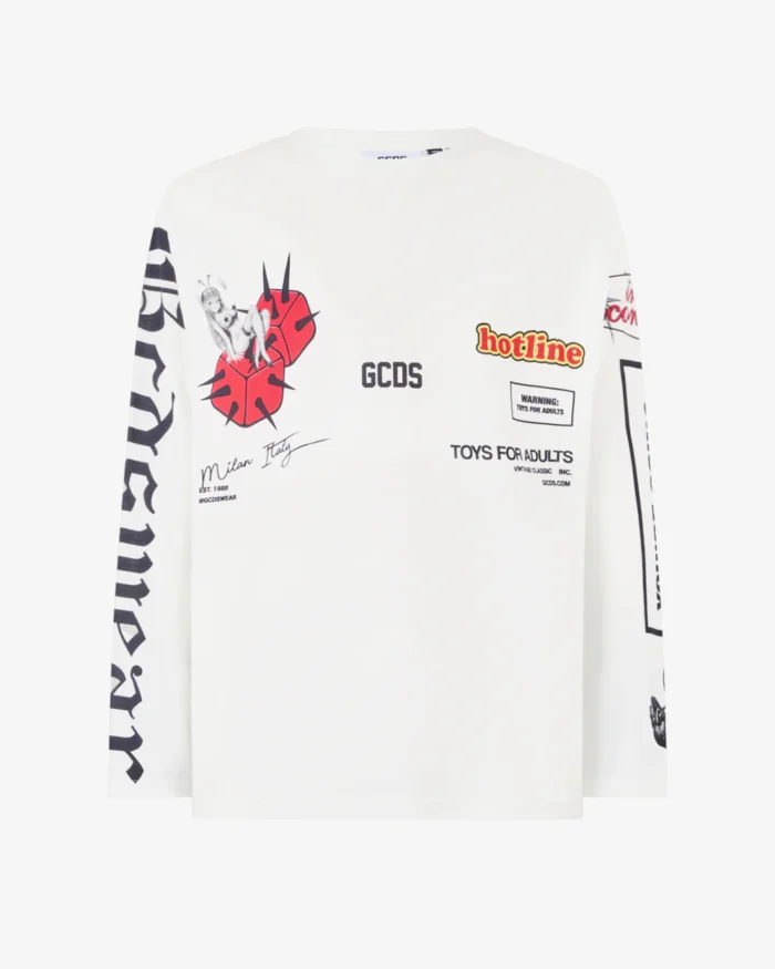 Gcds Printed Oversized Long Sleeves T-Shirt White