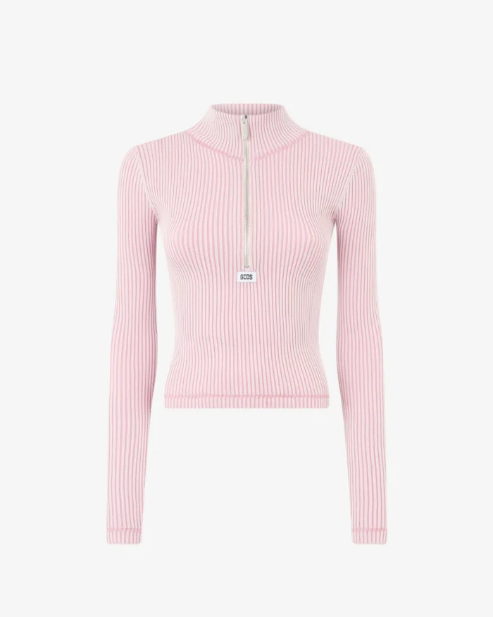 Gcds Ribbed Half Zip Turtleneck