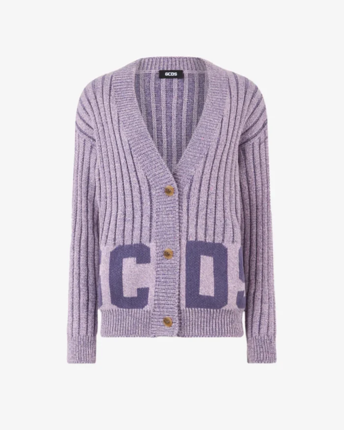 Gcds Ribbed Low Logo Buttoned Cardigan