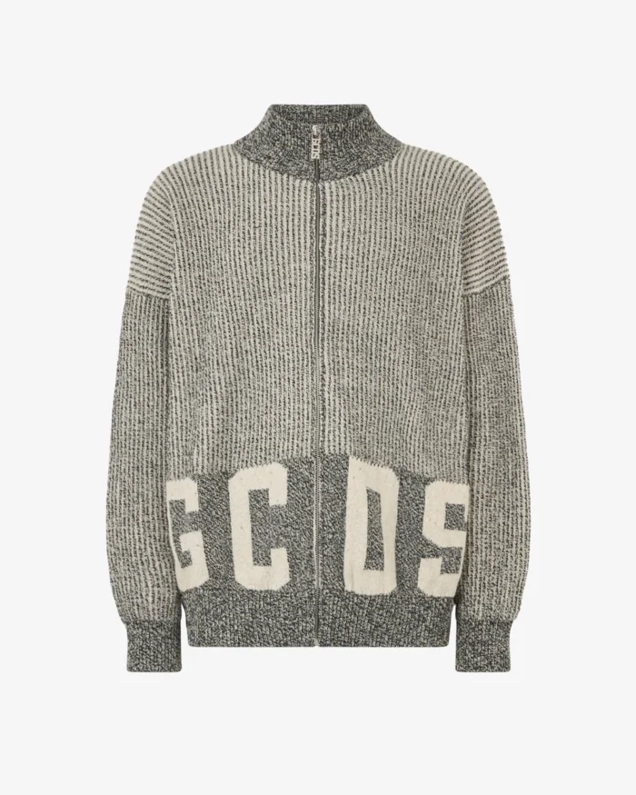 Gcds Ribbed Low Logo Full Zip Cardigan