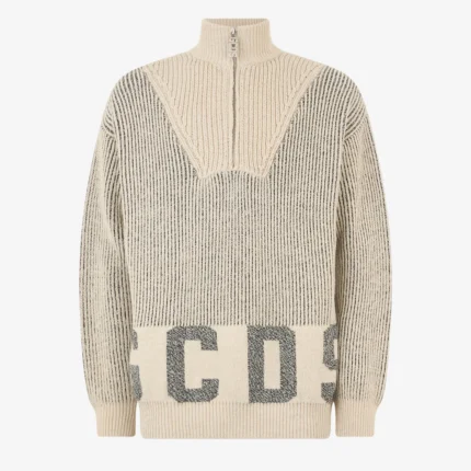 Gcds Ribbed Low Logo Half Zip Sweater