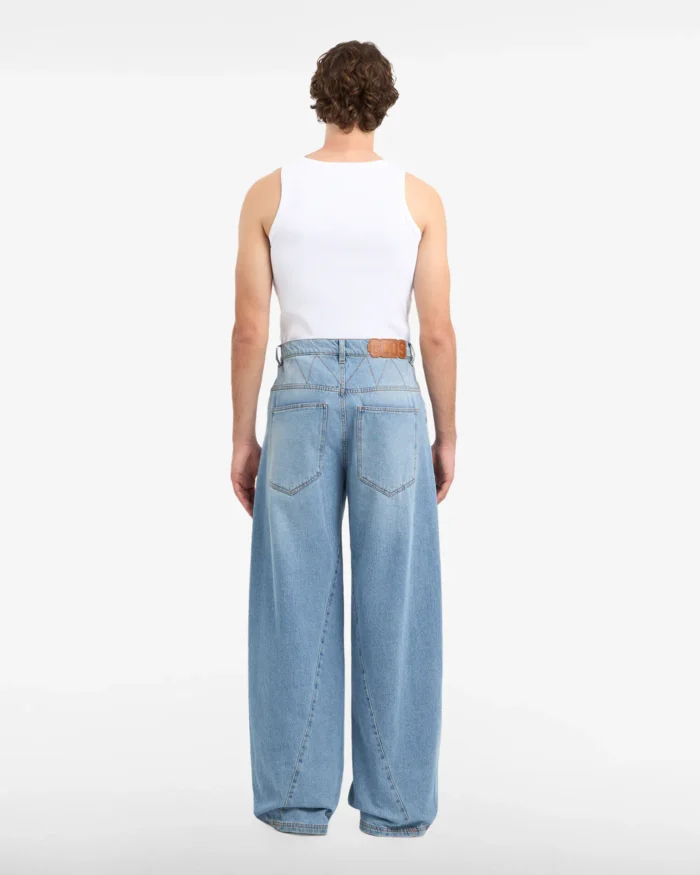 Gcds Stone Washed Denim Wide Hybrid Trousers